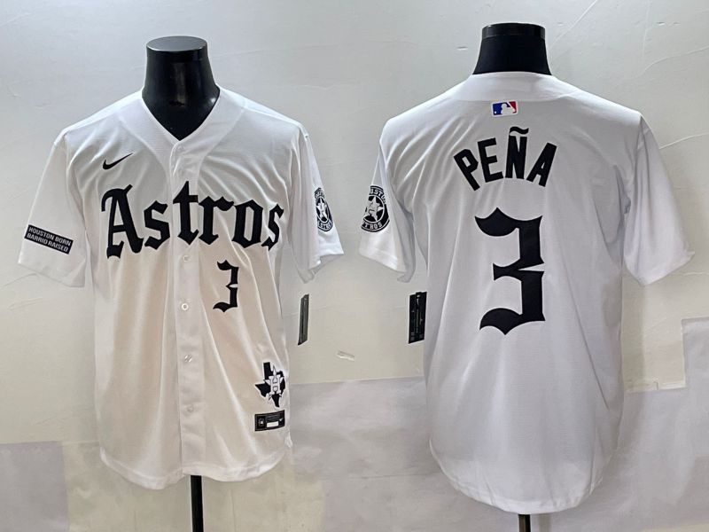 Men 2025 Houston Astros 3 Pena White Five generations Joint Name Nike MLB Jersey style 39